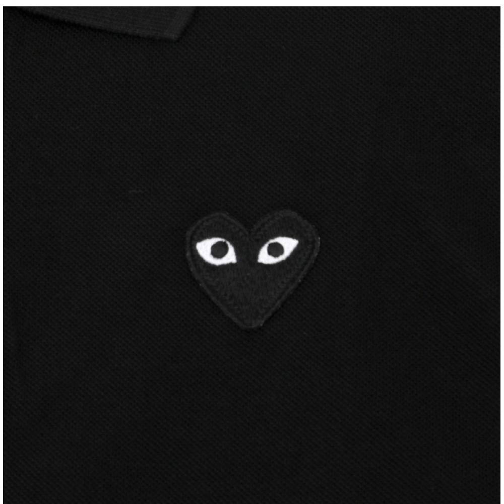 Comme Des Garons Play Schwarzes Herz Wappen Polo T-Shirt Ax T066 051