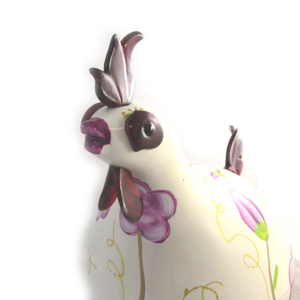 Les Trésors De Lily [M9051] – Figur „Coq Cocorico“ aus violettem Elfenbein – 30 cm