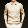 Men'S T-Shirt Spot Lapel Non-Ironing Long-Sleeved Polo Shirt, Business Men'S Knitted Sweater