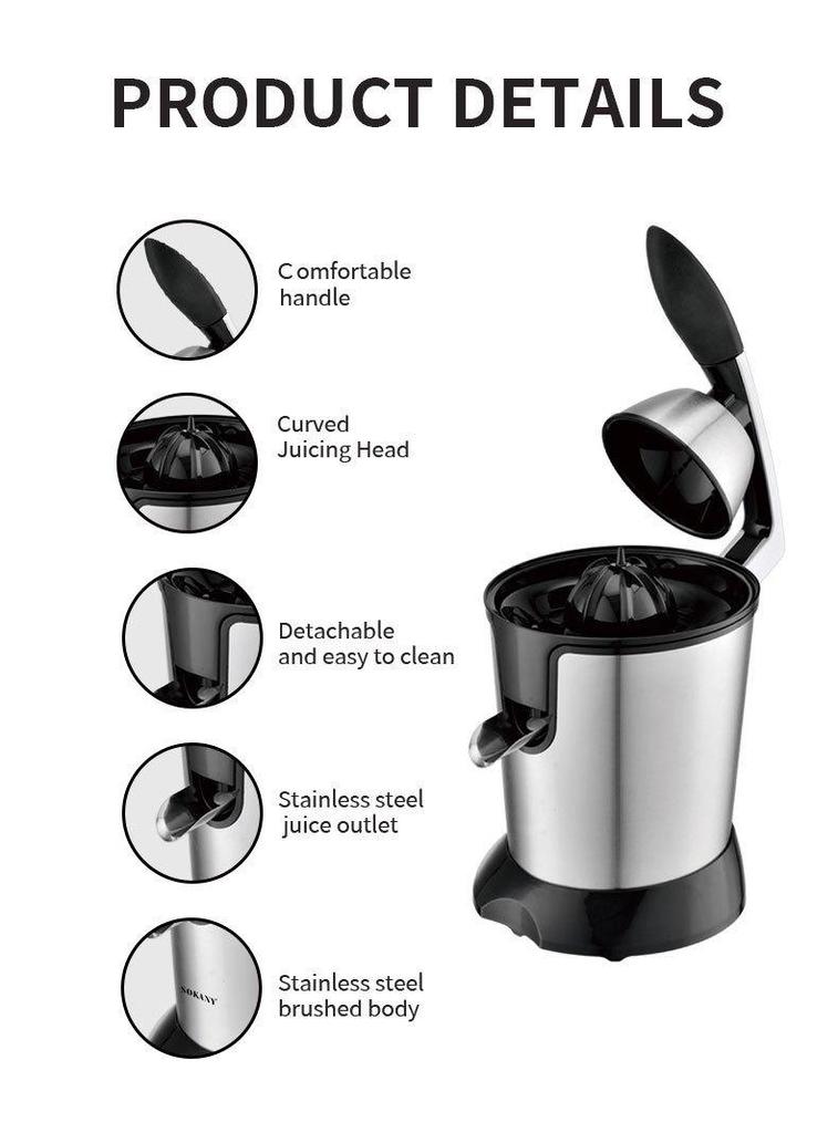 110V Hand-Press Electric Juicer: Stainless Steel Lemon & Fresh Fruit Juice Separator