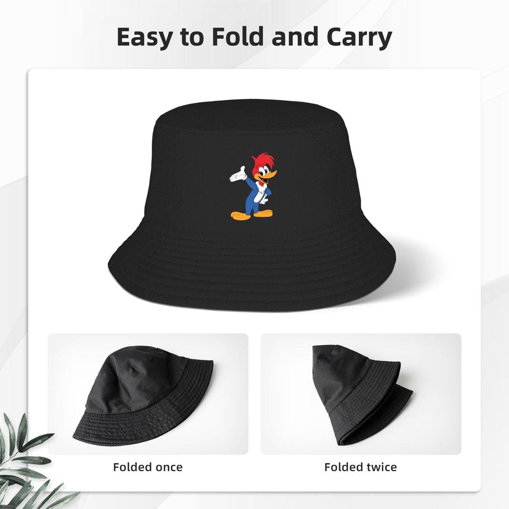 Woody Woodpecker Bucket Hat Panama Bob Hats Outdoor Hip Hop Autumn For Summer Beach Fishing Unisex Fisherman Caps