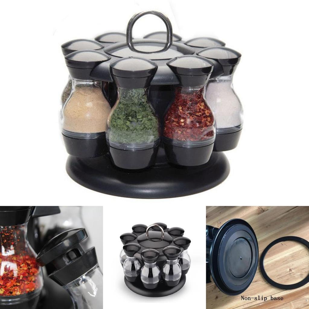 Stylish Rotatable Spice Storage With Solid Bottles For Restaurant Catering And Cooking Enthusiasts