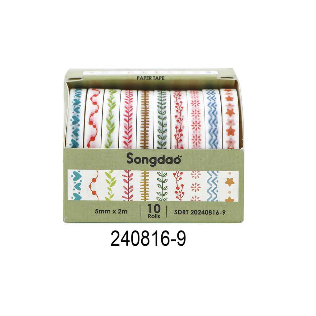 10 Roll Retro Striped Washi Tape Set Masking Tape for Scrapbooking Journal DIY Craft