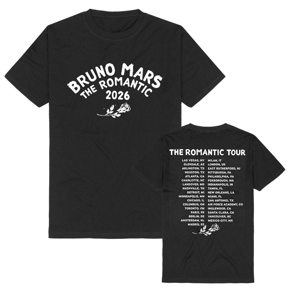 BRUNO MARS The Romantic Tour Tees Short Sleeve Cotton Tees Summer Female Tshirts Unisex Streetwear Casual Graphic Print T Shirt