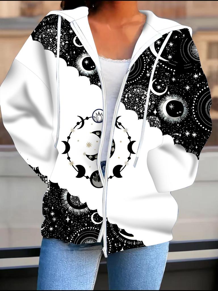 Vintage Pattern 3D Printed Hooded Cardigan Plus Size Autumn Winter Retro