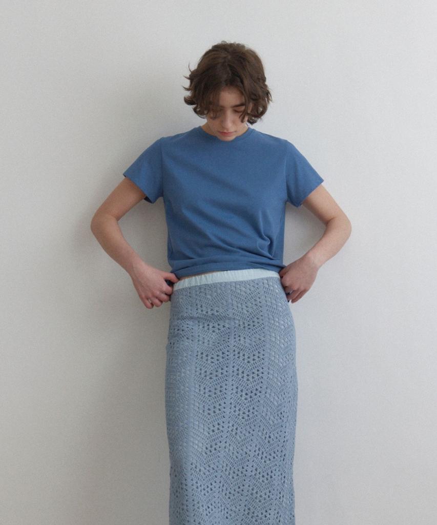 Okuka Crochet Knit Long Skirt - Deep Sky