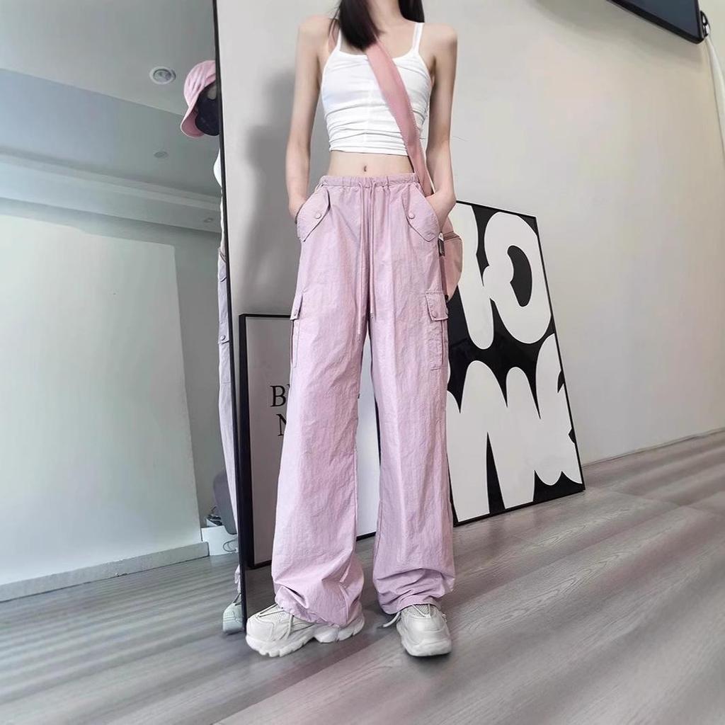 Damen Cargo Hose Rosa: Sommer 2025 Leicht Petite Schnelltrocknend Weitbein Sportlicher Stil