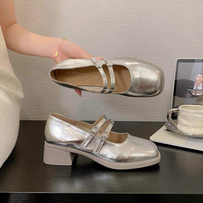 

A New Style of Single Shoes with A Square Toe and Thick Heel 35 чорний