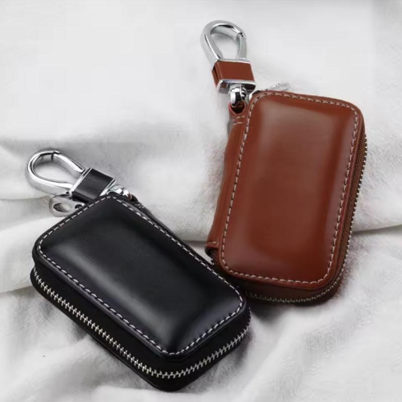 Car Leather Zipper Key Wallet Keychain Multifunctional Mini Purse Key Holder Case Leather Car Key Case Key Full Cover Bag