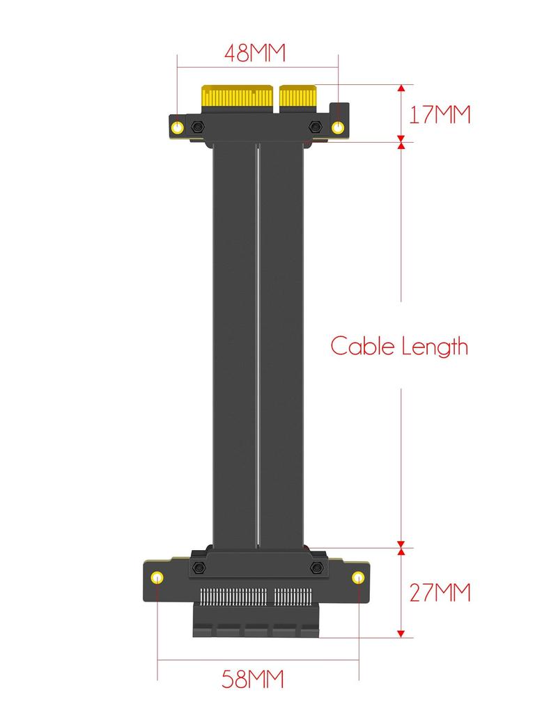 GLOTRENDS 180mm PCIe 3.0 X4 Riser Cable - for M.2, WiFi, Firewire, USB, Sound Cards and More