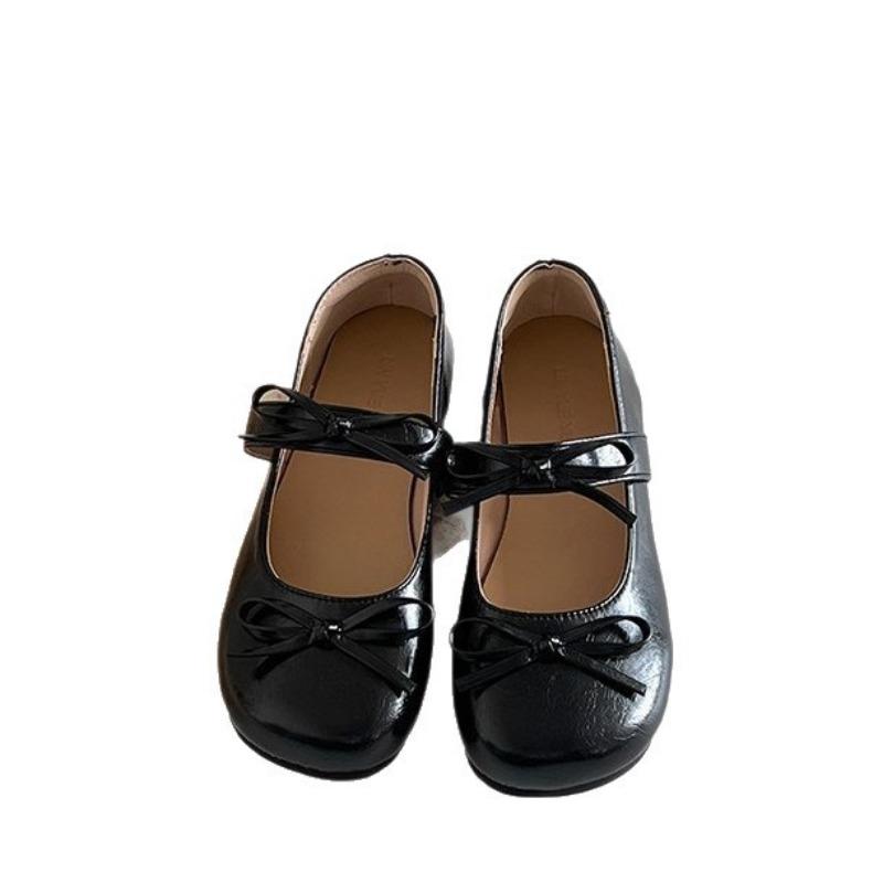Retro round head Mary Jane shoes new with skirt bow small leather shoes student cute women's shoes