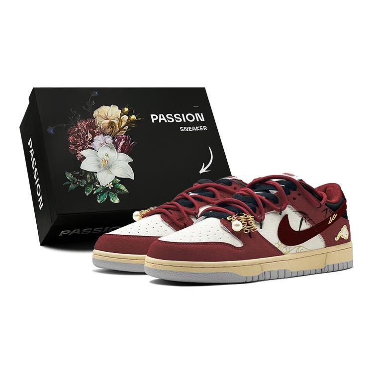 Nike Dunk New Chinese Style, Modern Wedding Shoes, Celebrating A Happy Union Low top Skateboard Shoes Unisex Red FJ5429-133(TeamS2-S-BOX) 42.5