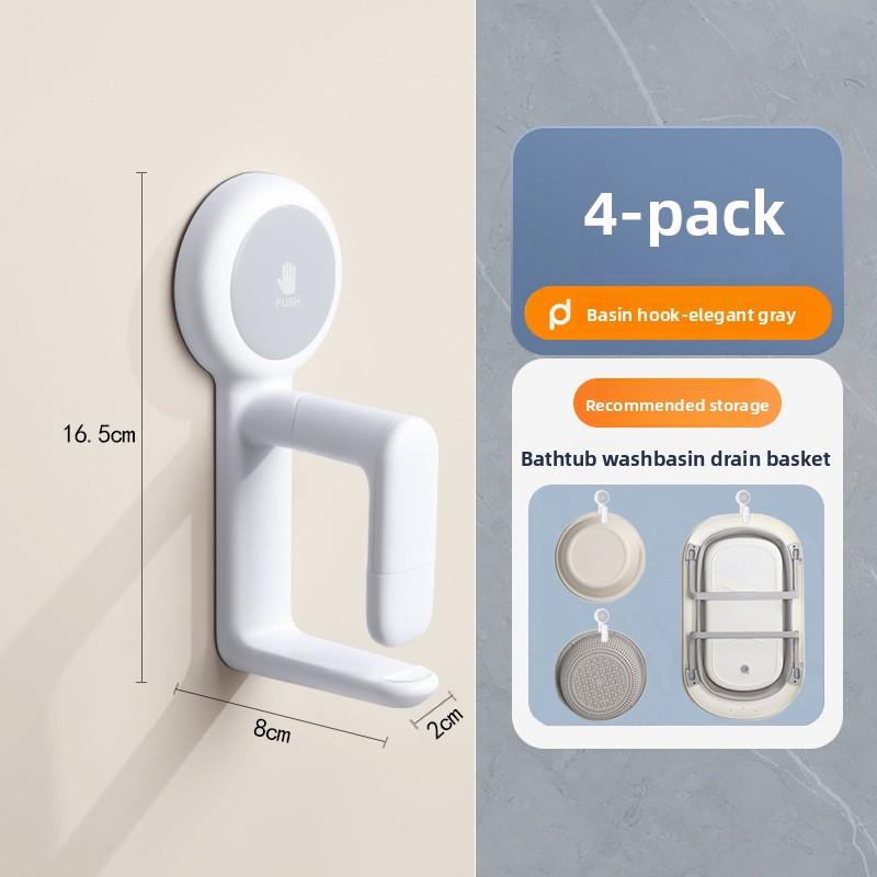 Waschbeckenhaken, Badezimmer Multifunktionales Badebecken, Badewannen-Hängeregal, Kein Bohren erforderlich, Wandmontierter Saugfuß, Aufbewahrungsregalhaken