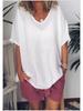 Summer Casual Cotton Linen T-Shirt: Solid Color, Loose Fit, Short Sleeve