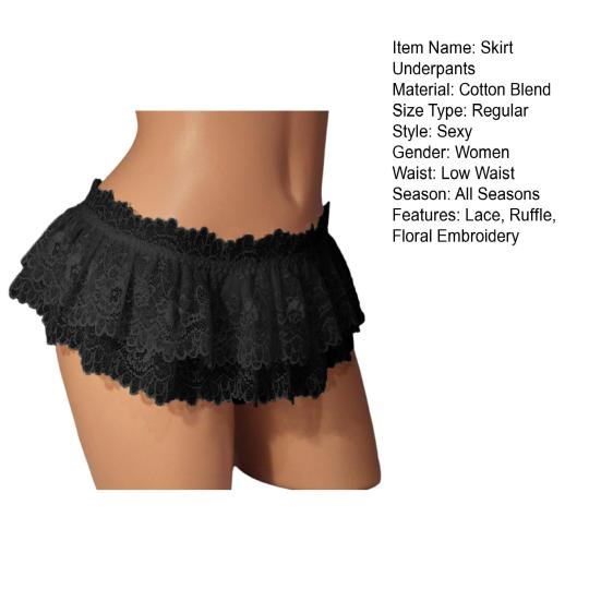 Damen Rock Höschen Spitze Dreieck Unterhose Niedrige Taille Blumenstickerei Rüschen Slips
