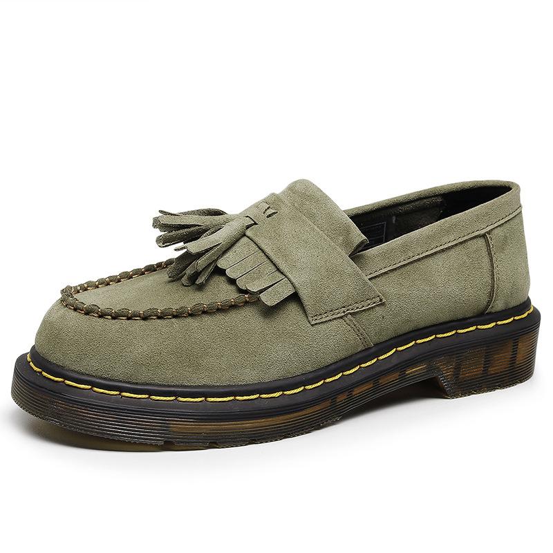 Tassel women's genuine leather suede leather small leather shoes men's fashion student round head casual shoes
