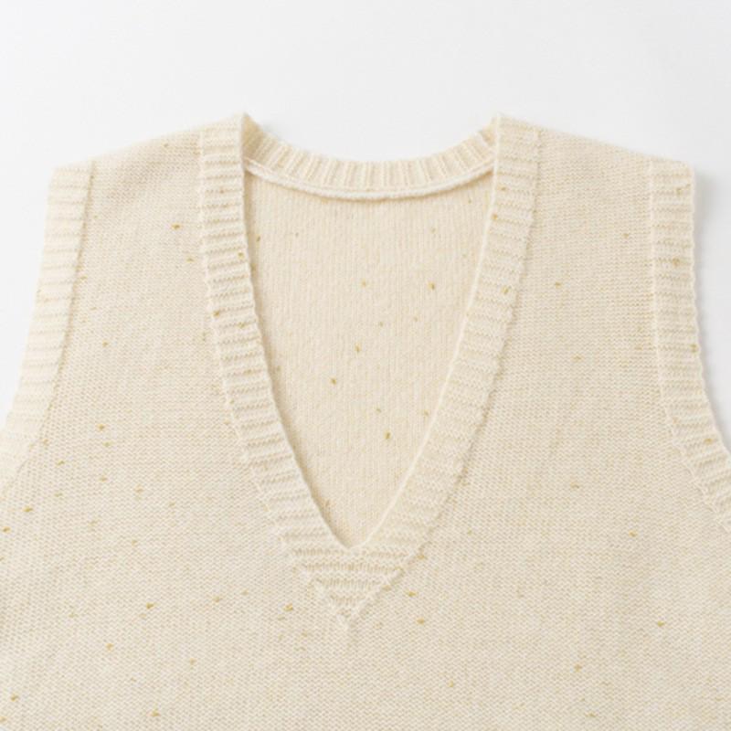 Women's Cashmere V-Neck Sleeveless Knitted Vest, Autumn/Winter Layering, Versatile, Loose, Slimming, Warm Cardigan Outerwear