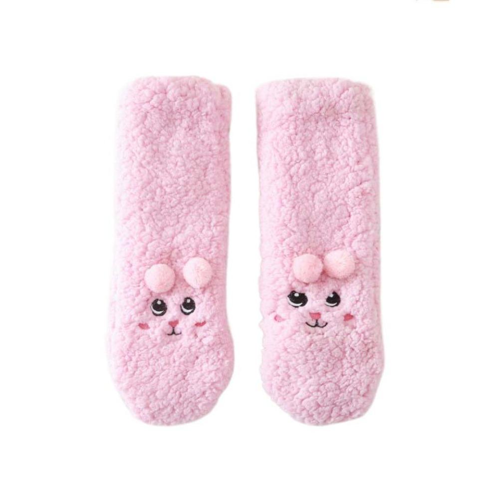 

Plush Floor Socks Cartoon Sleeping Socks Kawaii Thick Thermal Socks Gifts розовый