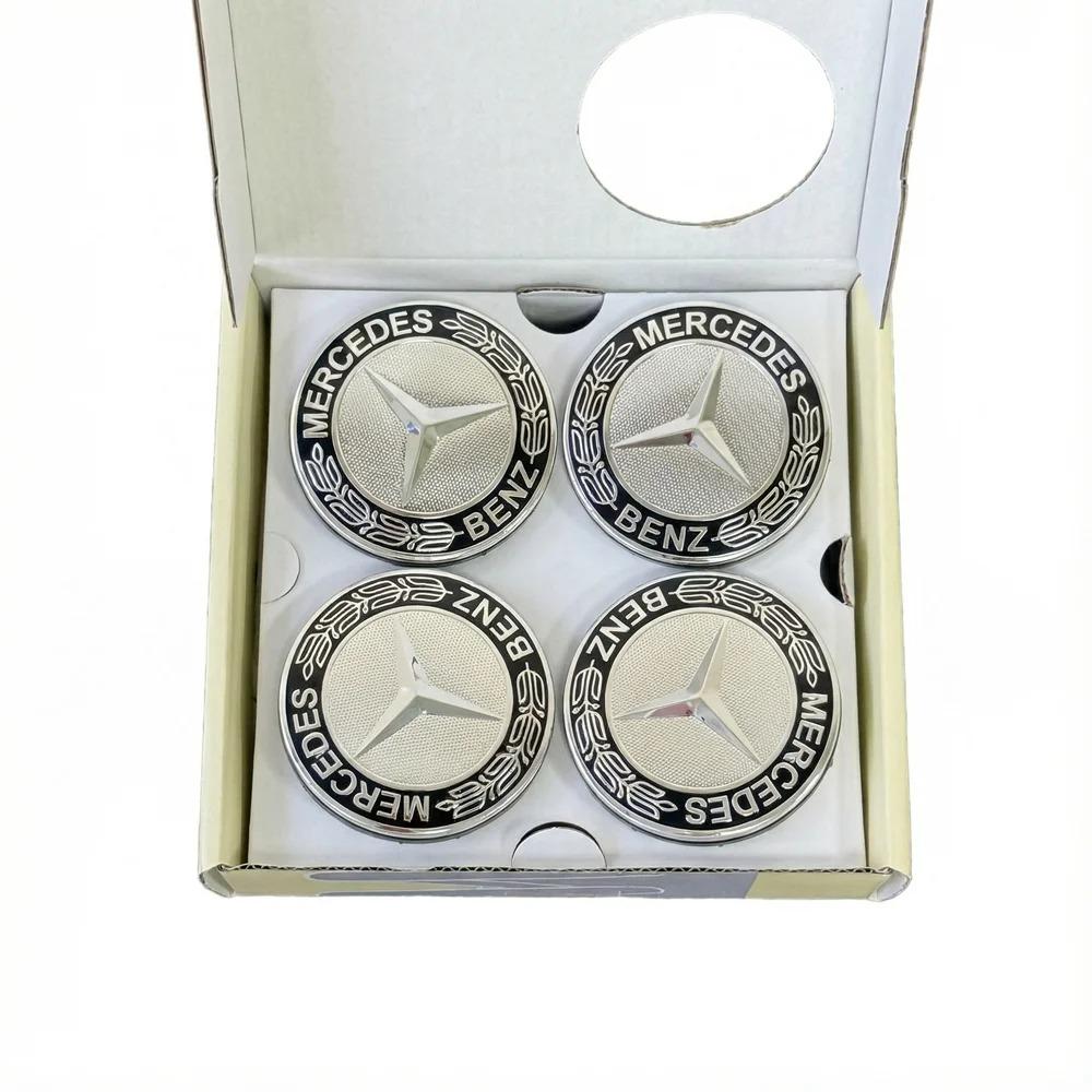 For Benz C-C2Hot 4PCS 75mm Car Floating Wheel Center Hub Caps Cover for Mercedes-Benz B/C/E/S Class a C200L GLC GLK CLA - CF Accessories SSS