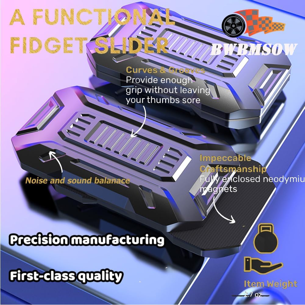 Metal Fidget Slider, Magnetic Brick Fidget Toy EDC Fidget Toys for Adults, ADHD Anxiety Stress Relief Toys, Ideal Gifts for Father Man & Friends