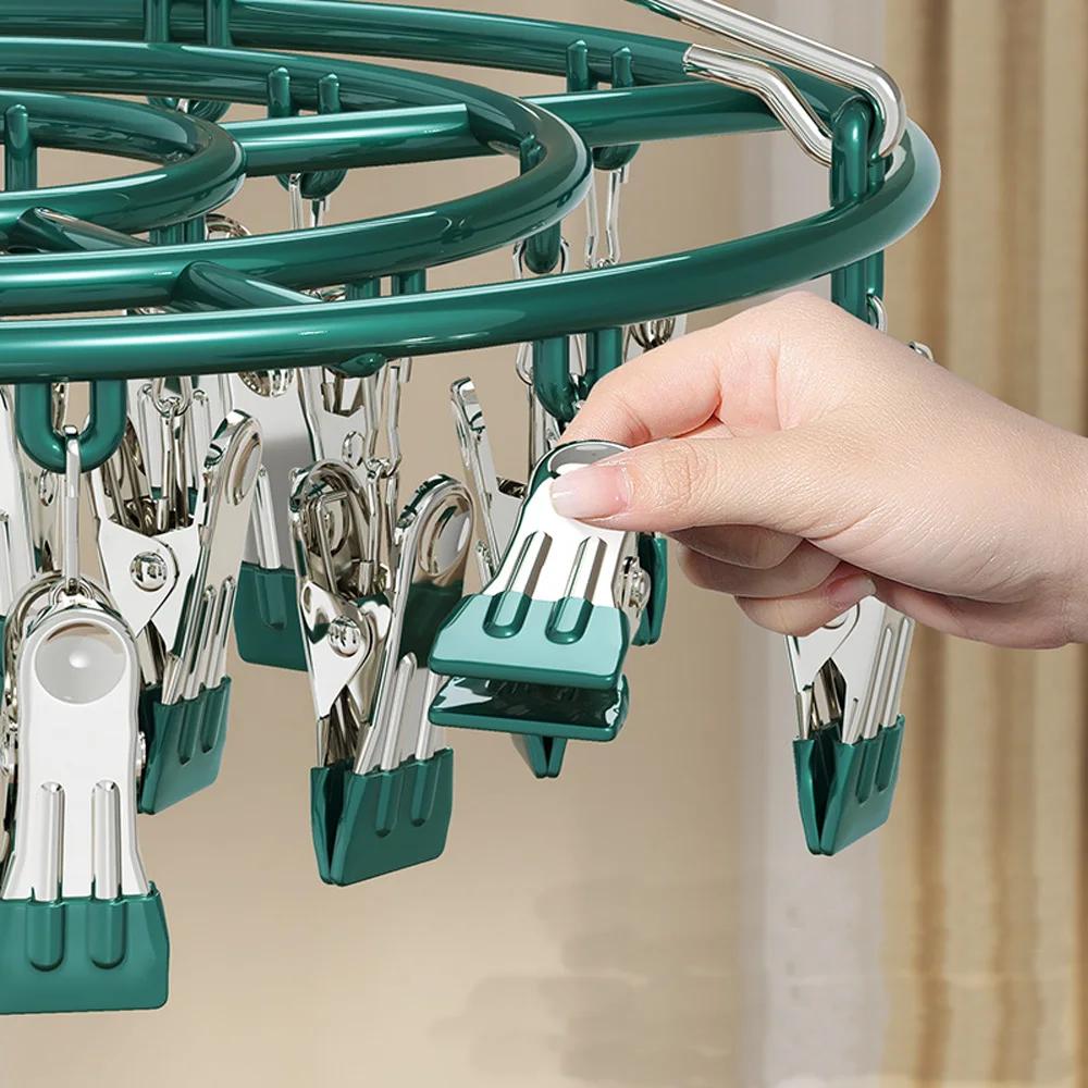 Steel Clothes Drying Hanger Windproof Clothing Rack Clips Sock Towel Bra Laundry Fine Airer Hanger Underwear Socks Holder