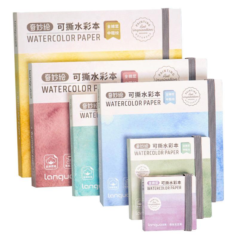 Firkantet Tegnepapirbok i Bomull 300Gsm For Kunstner Akvarell Tegne Notatbøker Mini 20 Ark Skissebok Student Skolemateriell