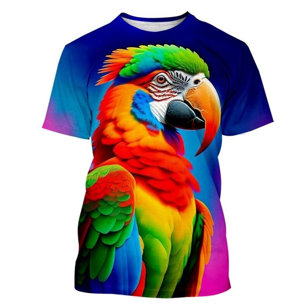 Parrot 3d Printed T-Shirt Men's Woemen's Fashion Casual Cool T-Shirt Funny Summer Short Sleeve Tops New Unisex Kids T Shirt
