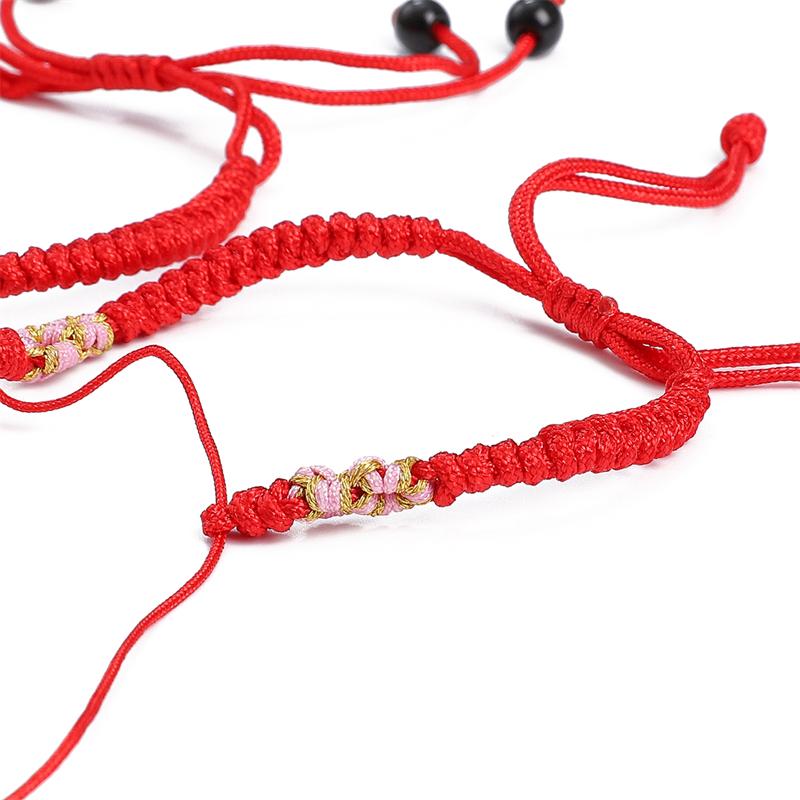 Halvferdig Justerbart Flettet Rødt Tau For DIY Smykkefremstilling Perling Armbånd
