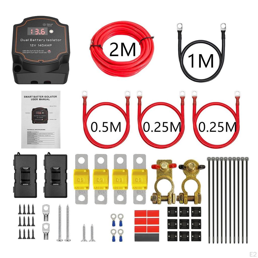 Smart Double Power Supply Isolator Kit 12V 140Amp Efficient with LED Screen for Boat UTV RV Vehicle