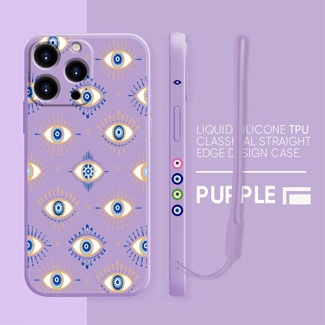 Custodia per Dolci Occhio Malvagio Blu e Oro Per iPhone 13 11 12 Pro Max 12 Mini X XR XS MAX SE 2020 7 8 6s Plus Silicone Quadrata Funda Capa