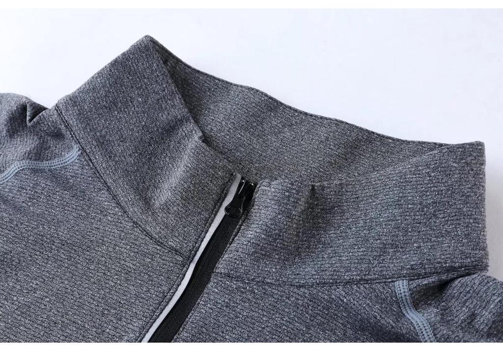 Men's Half-Zip Breathable Sweat-Absorbing Long Sleeve Sports T-Shirt for Running & Training