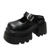 Fashion 10.5cm Microfiber Leather Platform Autumn Breathable Pumps Summer Spring Synthetic Chunky Heels Mary Jane Slipper Shoes