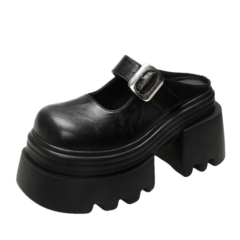Fashion 10.5cm Microfiber Leather Platform Autumn Breathable Pumps Summer Spring Synthetic Chunky Heels Mary Jane Slipper Shoes