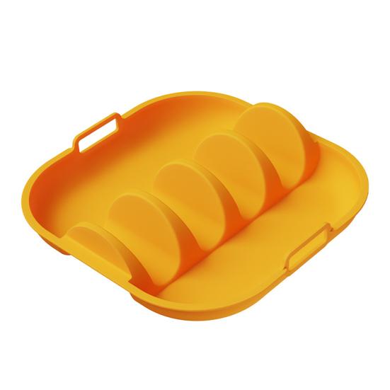 Silicone Taco Holder Reusable Taco Plates with 4 Dividers And Handle Dishwasher Microwave Oven Safe Taco Serving Tray