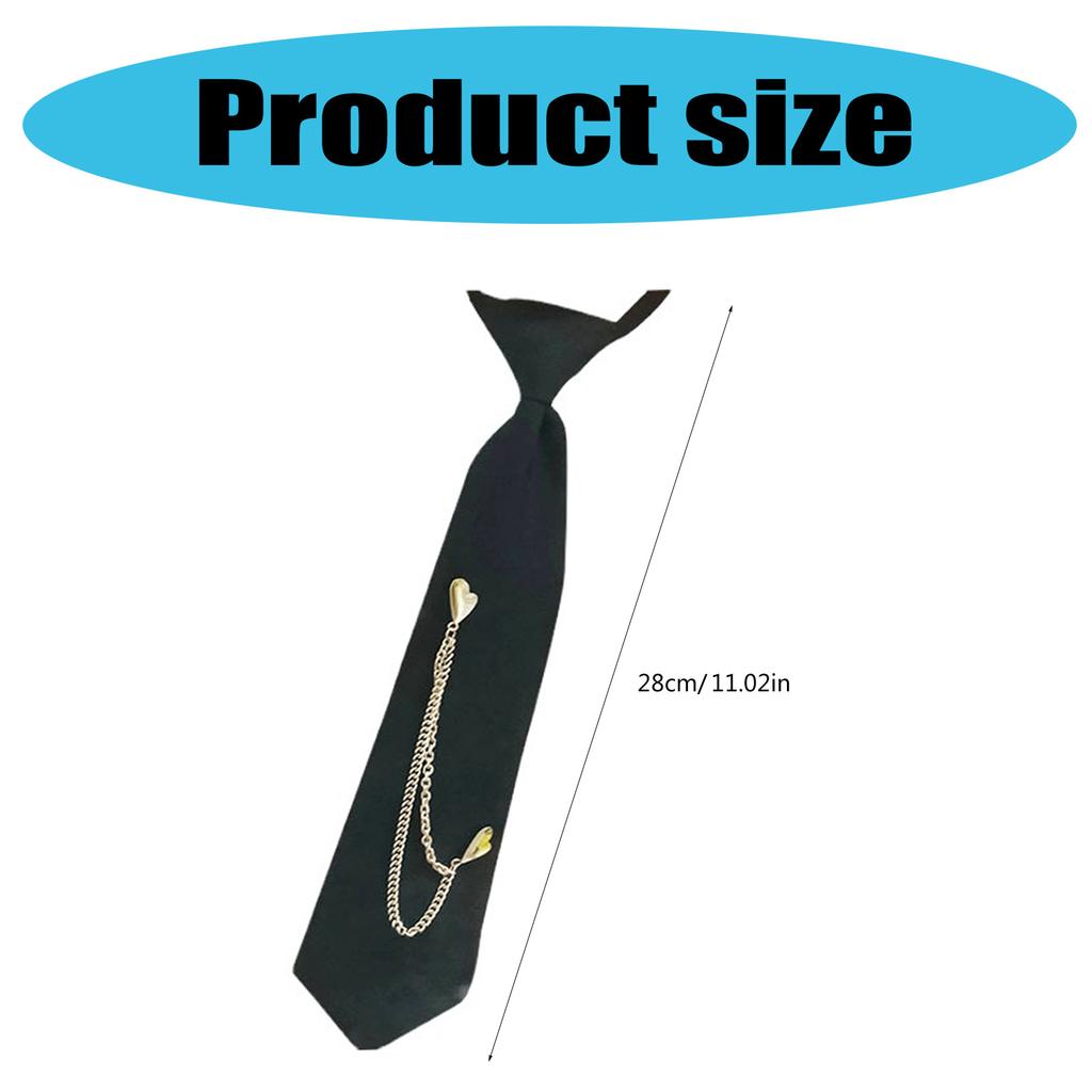 Japanische Punk Krawatte Doppelte Herzkette Krawatte Studentenuniform Verstellbare Vorgebundene Krawatte Hemdkragen Halsbekleidung