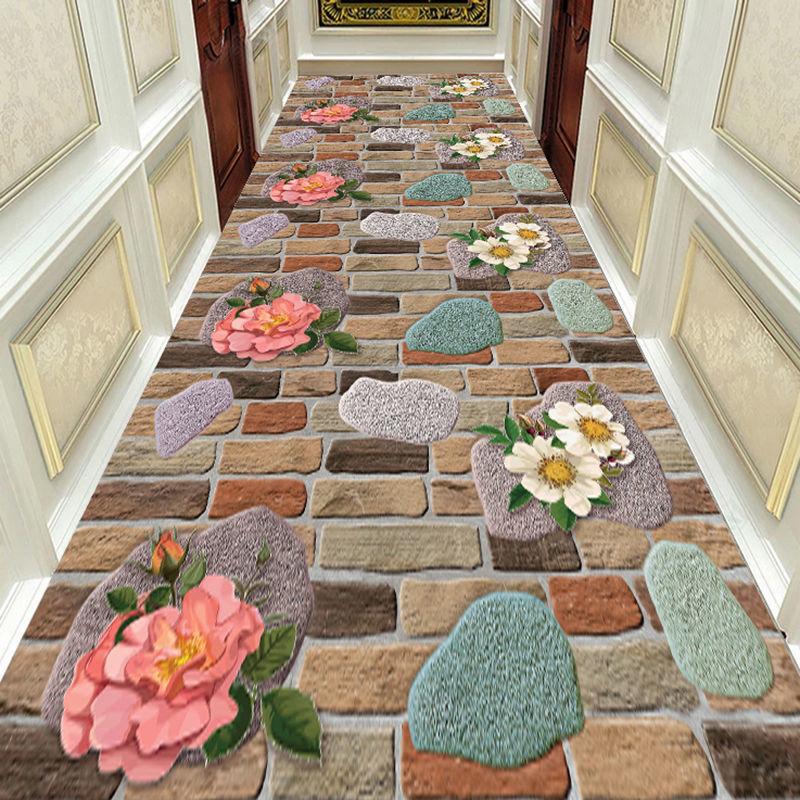 Autumn Style Long Lobby Carpet Fresh Green Grass Pattern Stairway Hallway Home Corridor Carpet Aisle Party Wedding Red Area Rugs
