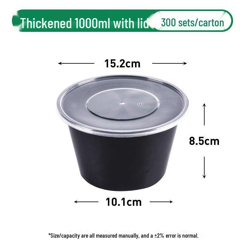 Black Round Disposable Food Containers: Thickened Soup and Fast Food Bowls
