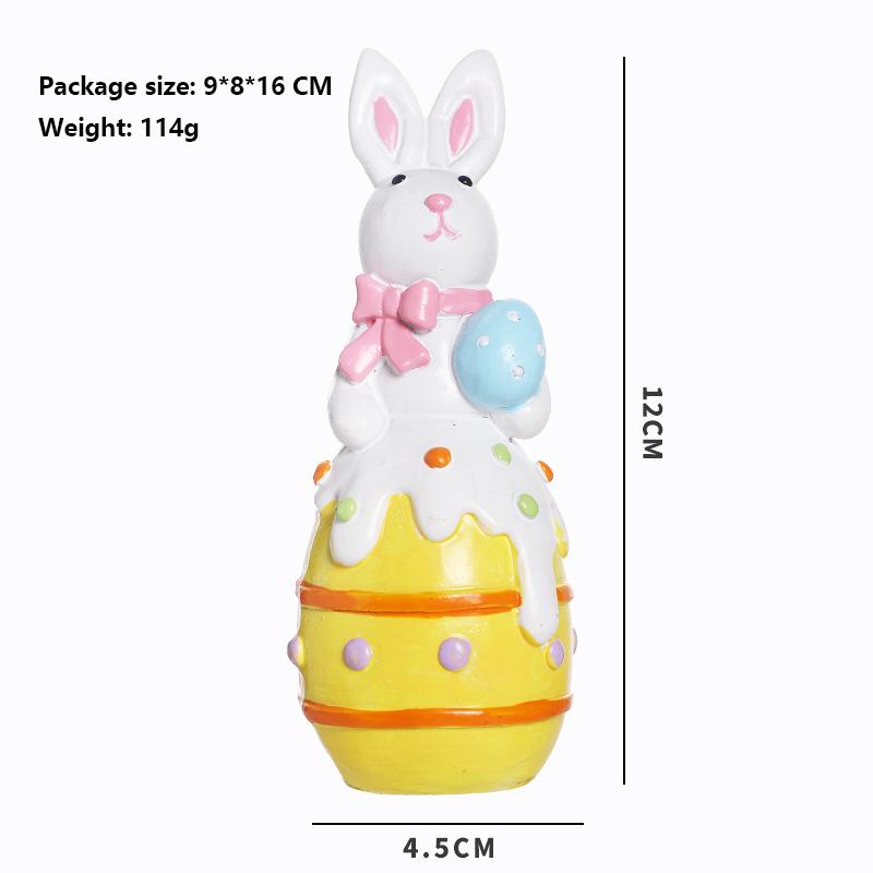 Easter Bunny Decorations Resin Easter Egg Figurines Spring Easter Rabbit Egg Flower Carrot Tabletop Decor for Easter Party Gifts