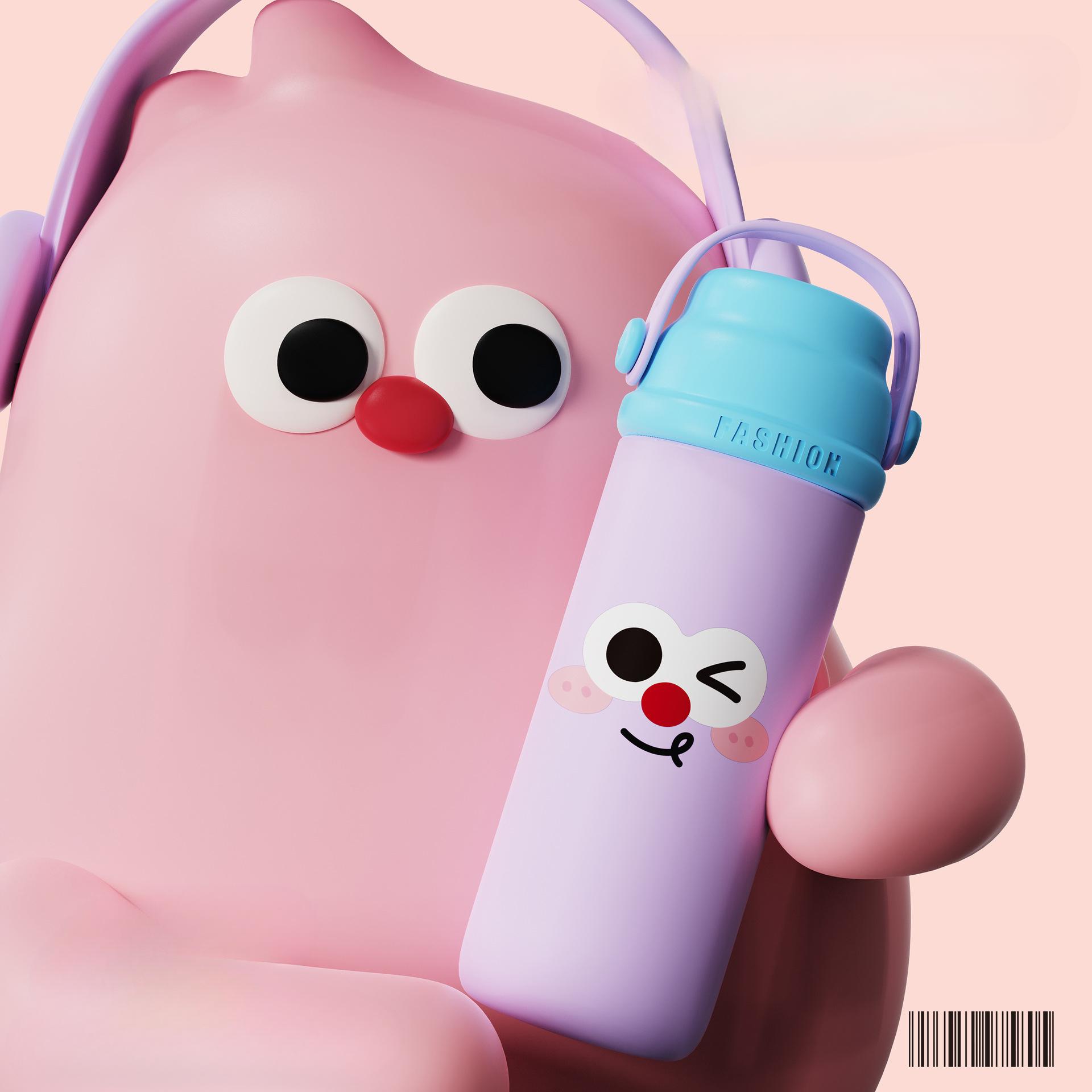 

Новая мультяшная чашка для воды, детская портативная студенческая термокружка, портативная для мужчин и женщин, с высоким внешним видом, вакуумная чашка из нержавеющей стали 500ml