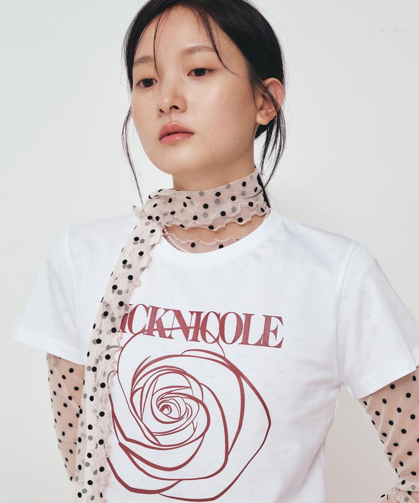 Nigaennikol Rose Signature Crop Top_White Burgundy