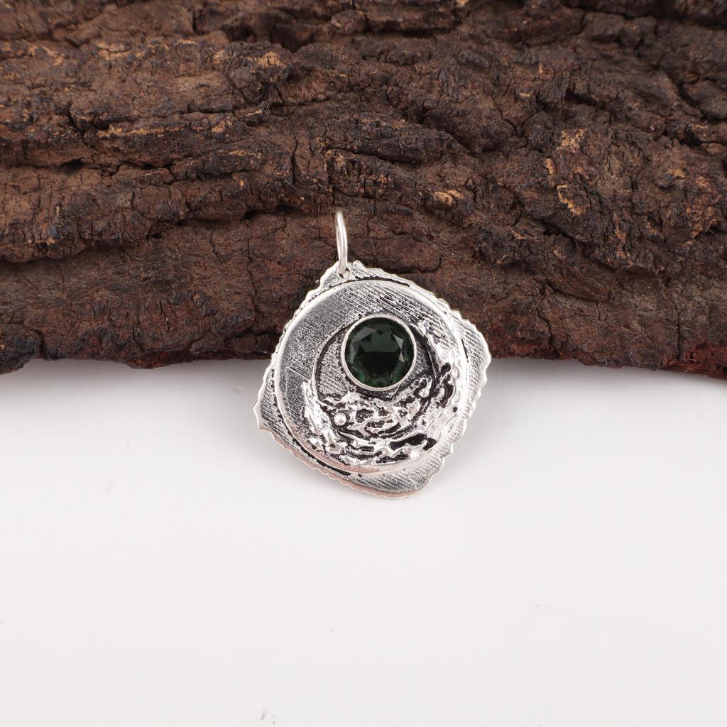 Green Tourmaline Handmade Gemstone Pendant, 925 Solid Sterling Silver Pendant Antique Jewelry, Pendant For Engagement Gift