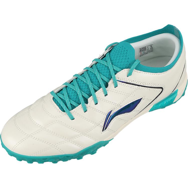 Li Ning TF Artificial Turf Non-Slip Durable Football Shoes Unisex Football Shoes White Green YSTV035-1