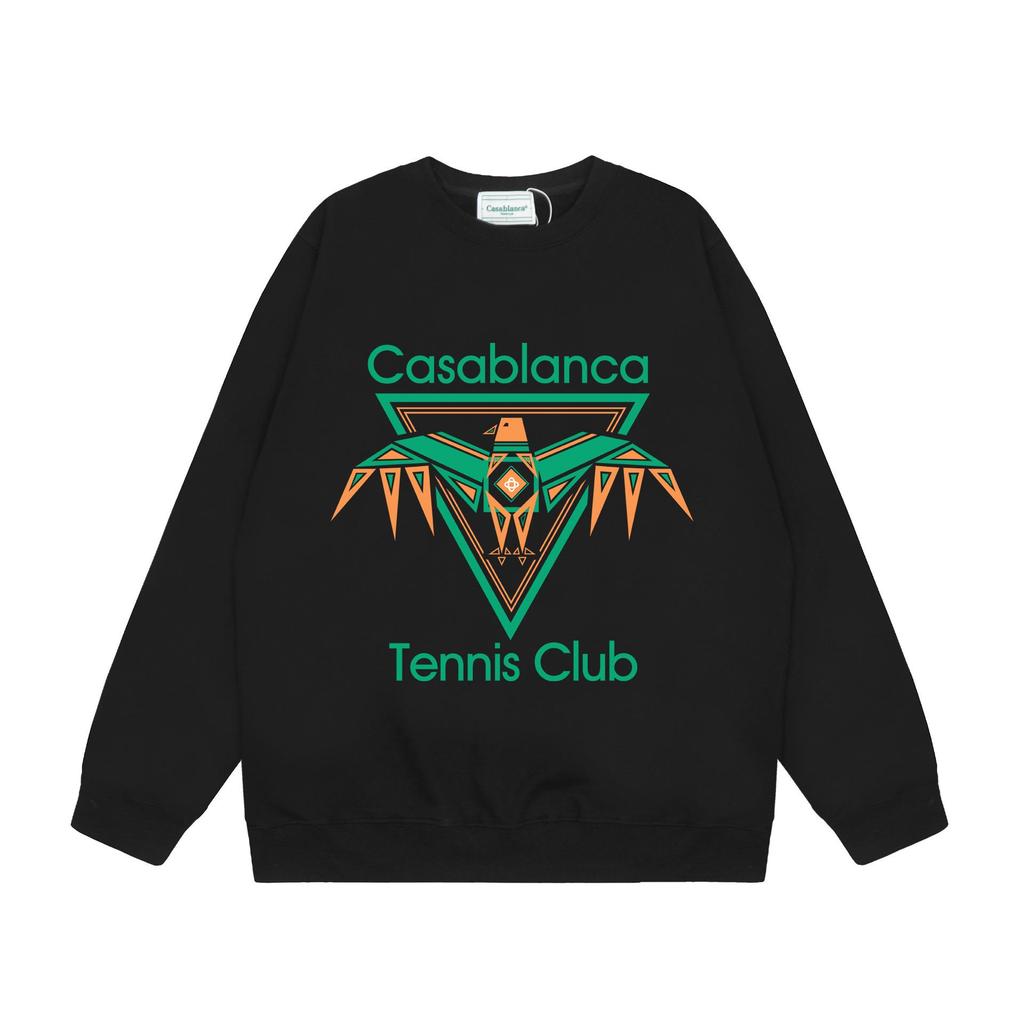 CASABLANCA Unisex Letter Print Terry Sweatshirt, New Style Round Neck