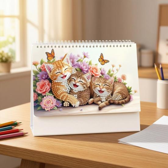 Sada stolního kalendáře Diamond Art, Kreativní sada kalendáře Diamond Art na rok 2027, 12 měsíčních kalendářů od ledna do prosince, Samostatně vyráběný stolní kalendář pro dekoraci domácí kanceláře