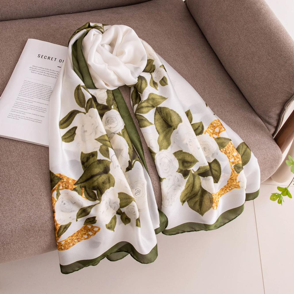 New Spring Summer Silk Scarves With Long Strips High-end Feel Imitating Shawls Sun Protection Versatile Popular Women Wholesale