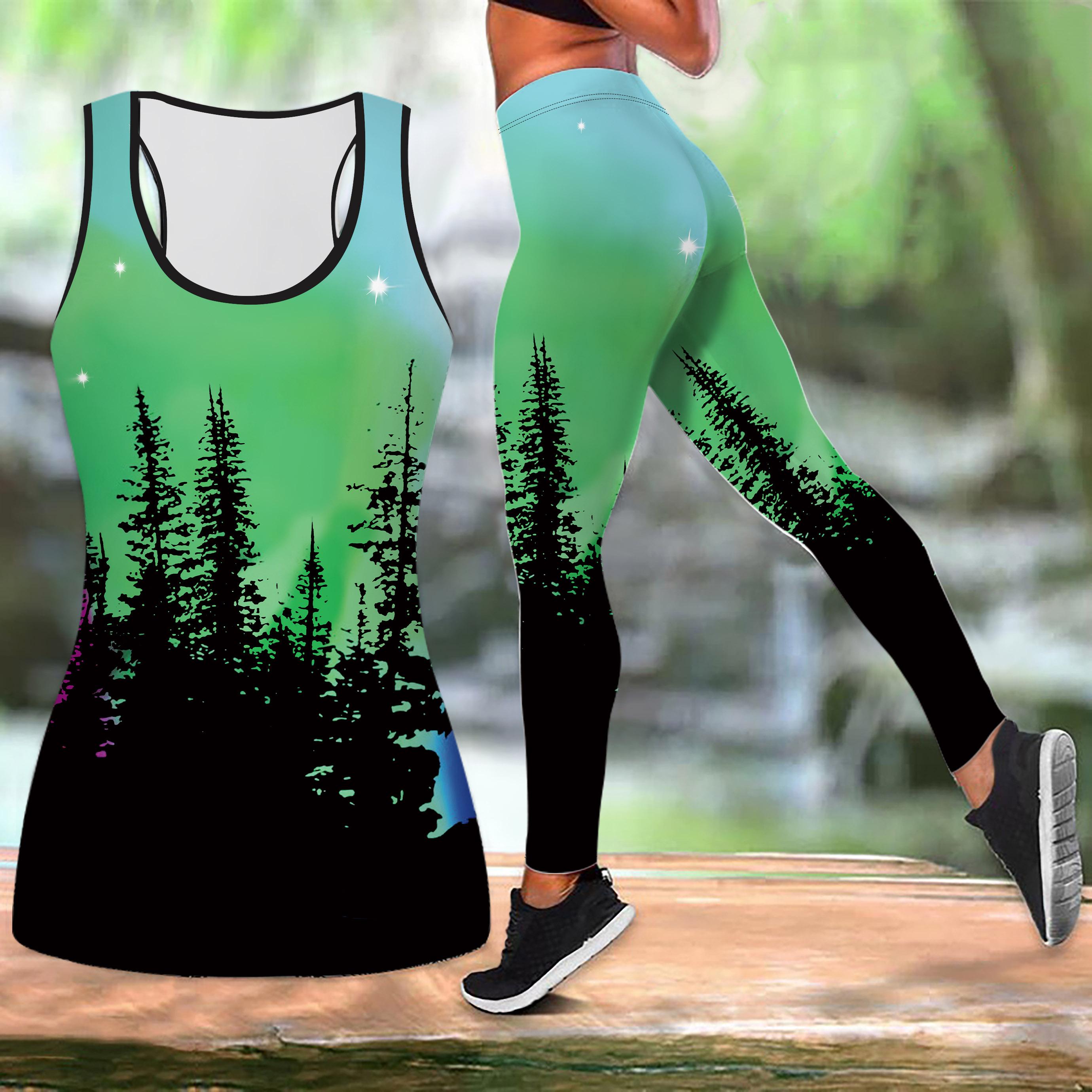 

Лінія Пелюстки Принт Одяг для Йоги для Жінок Модні Легінси для Тренувань Фітнес Спортивний Повсякденний Набір для Йоги Спортивний Костюм 3XL зелений