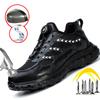 Men Safety Sneakers Lightweight Oulylan Shoes Men's Work Boots Plastic Toe Working Anti Stab Smash Protective Design for Workplace Safety
