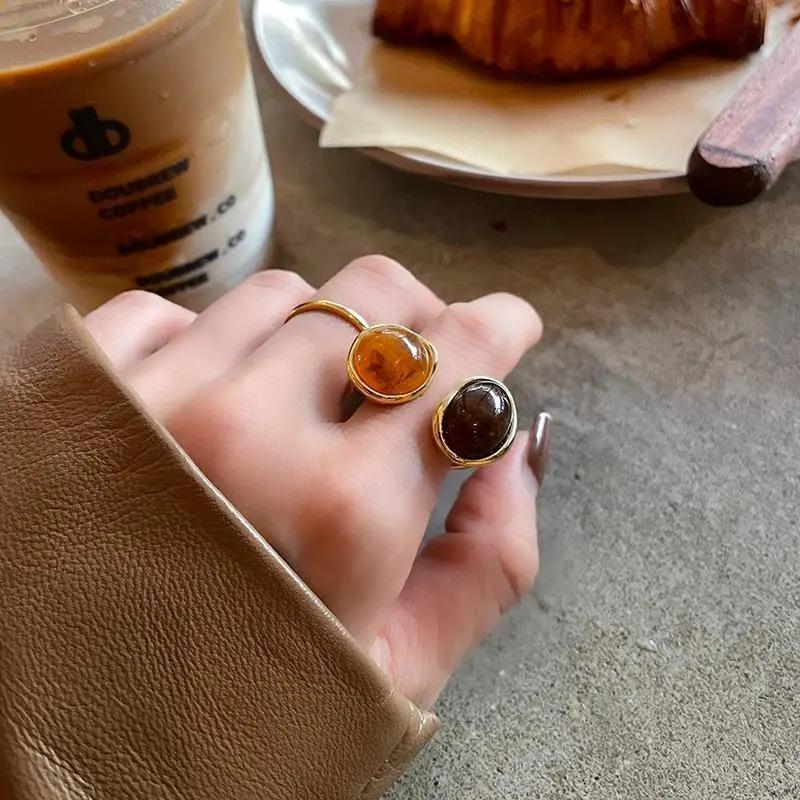 

Vintage Coffee Series Niche Open Ring - Women s Adjustable Index Finger Band Adjustable Open