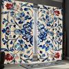 Single Panel Navy Blue Red Floral Print Curtains Polyester Fabric Suitable Living Room Bedroom Decoration Curtain Machine Washable Ideal For Great