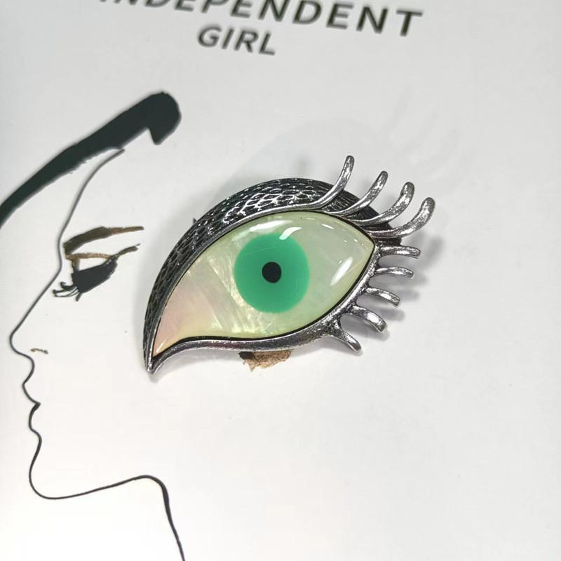 Shell Inlaid Telescope Eye Brooch Pin With Geometric Design For Unisex Fashion Accessories